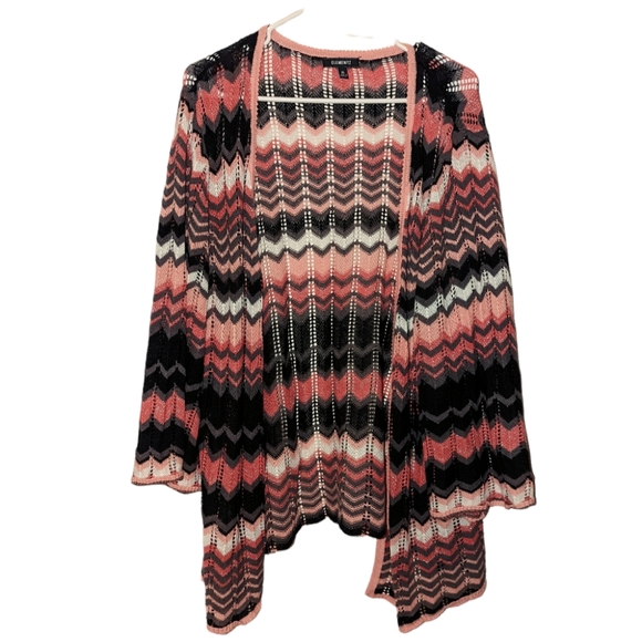 🍁 3/$15 Elementz Chevron Knit Bell Sleeve Cardigan - Picture 1 of 7